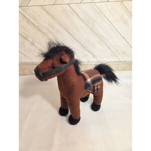 Plush Hugfun Brown Black Horse With Saddle 11"x12"